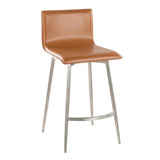 Mason - 26" Upholstered Fixed-Height Counter Stool With Swivel (Set of 2) - Stainless Steel