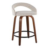 Grotto - 31" Upholstered Fixed-Height Counter Stool (Set of 2) - Walnut Wood Base