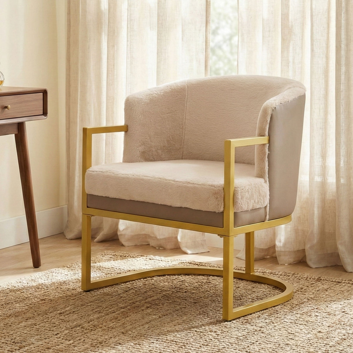 Upholstered Reading Accent Armchair For Living Room