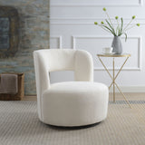 Swivel Comfy Round Barrel Chair With Soft Teddy Fabric For Living Room