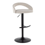Grotto - Upholstered Adjustable Barstool - Black Metal Base