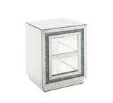 Noralie - 24"H End Table With 2 Tier Shelf - Mirrored & Faux Diamonds
