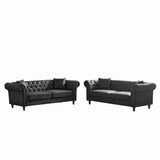 Chesterfield 3 And 3 Seater Sofa Set High Tech Fabric Roll Armrest Upholstered Couch