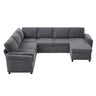 Convertible U-Shaped Sectional Sofa Bed With USB Ports And Storage