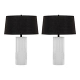 Petra - 26" Polyresin Table Lamp (Set of 2) - Cream Polyresin And Black Metal With Black Linen Shade