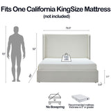 Carmen - California King Size Upholstered Wingback Bed - Ivory