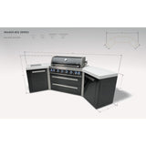 Mont Alpi Black Series 10 Ft U-Shaped Propane Outdoor Kitchen Island w/ Side Burner - MAi805-BSS45