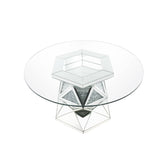 Noralie - 52" Round Dining Table - Mirrored & Faux Diamonds