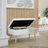 Storage - Bench - Natural Wood, Cream Fabric