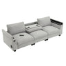 Sectional With Bluetooth Speaker Comfy Cloud Couch Set With Drop Down Table Cup Holders, USB Charger Storage Armrest Wide Seat Sofa