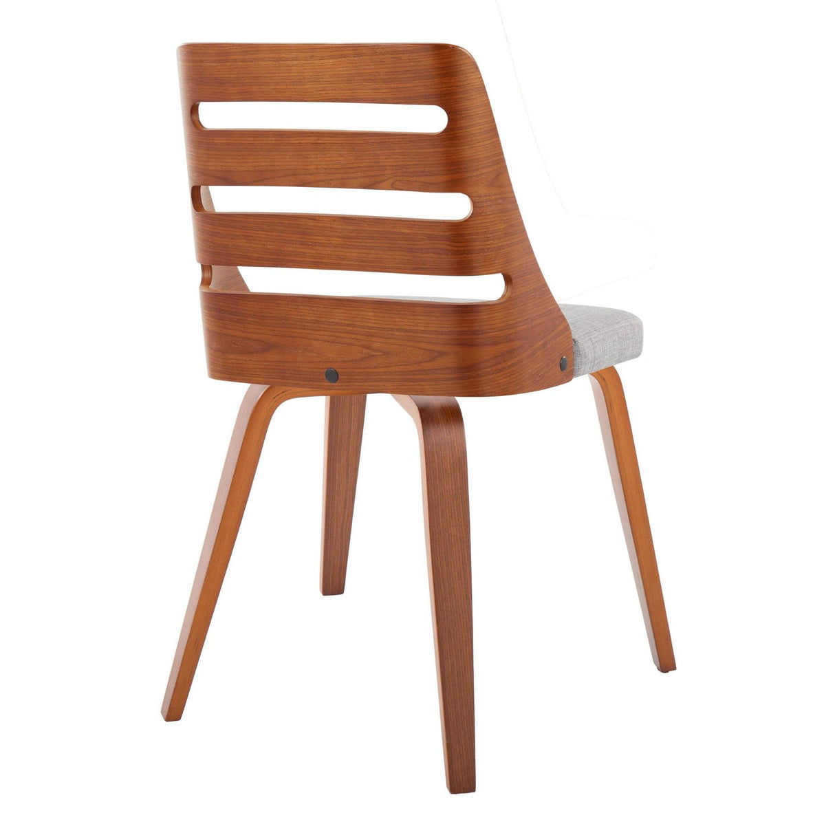 Trevi - Mid-Century Modern Dining / Accent Chair (Set of 2) - Walnut Wood With Gray Fabric
