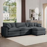 Modern Oversized Modular Cushion Sofa With Ottoman, Low Back, Deep Seating Sofa Set