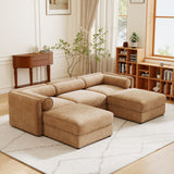 Contemporary Elegant White Chenille Sofa With Storage And Ottoman