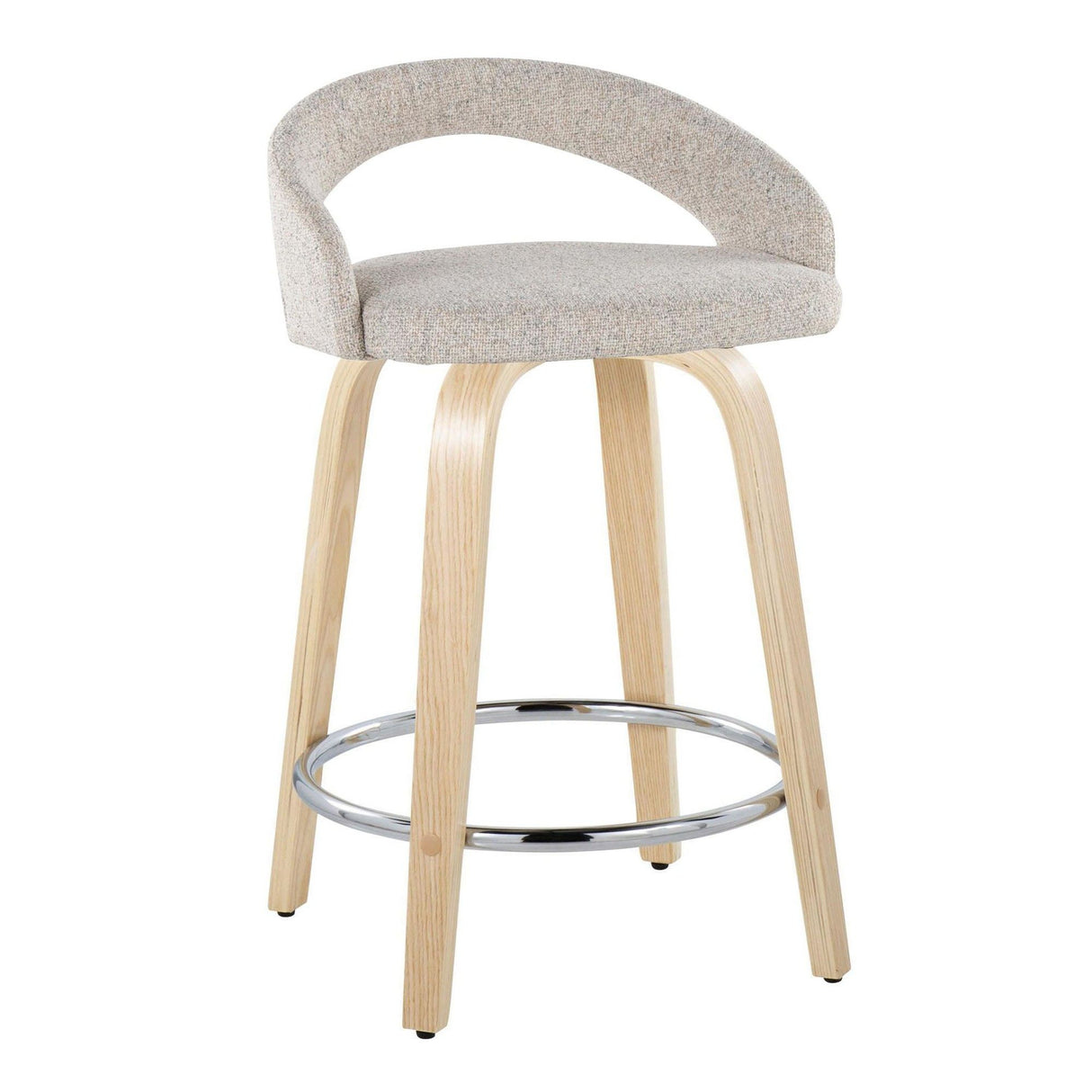 Grotto - 30.5" Upholstered Fixed-Height Counter Stool (Set of 2) - Natural Wood Base