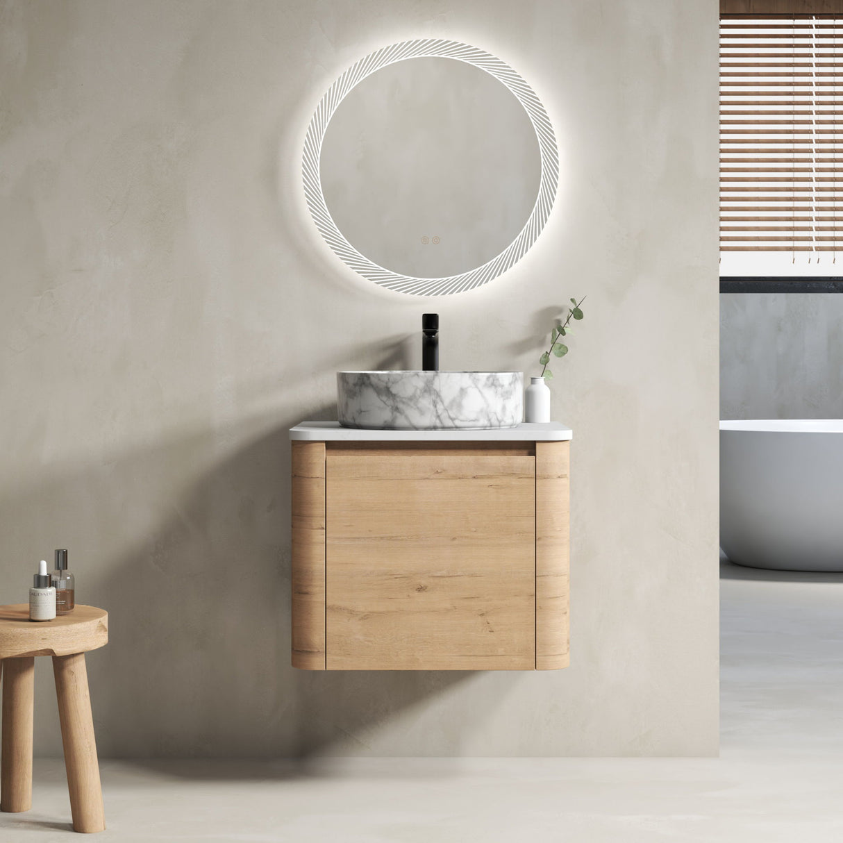 Wall Mounted Bathroom Vanity With Art Sink & 1 Soft Close Door