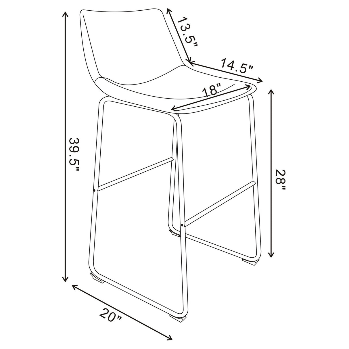 Armless Bar Stool (Set of 2) - Brown