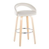 Grotto - Upholstered Fixed-Height Barstool (Set of 2) - Natural Wood