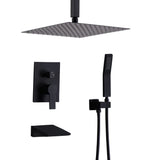 Contemporary Shower System With 12" Rainfall Head And Handheld Spray, Wall Mounted