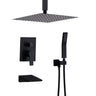 Contemporary Shower System With 12" Rainfall Head And Handheld Spray, Wall Mounted