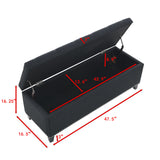 Button Tufted Storage Ottoman, Living Room Bench With Safety Close Hinge - Black