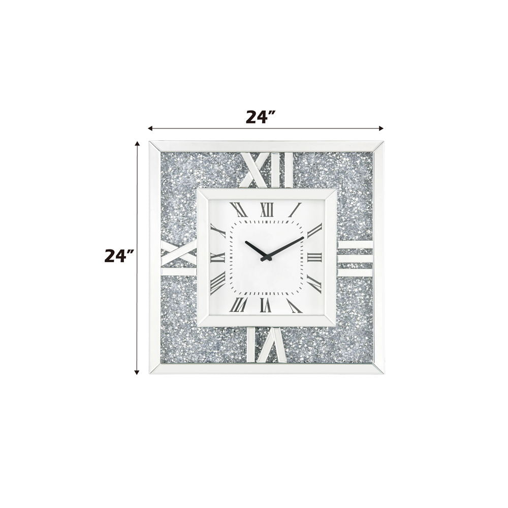 Noralie - 24" Wall Clock - Mirrored & Faux Diamonds