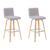 Vienna - Modern Swivel Bar Height Stool - Patterned Oak Wood Frame