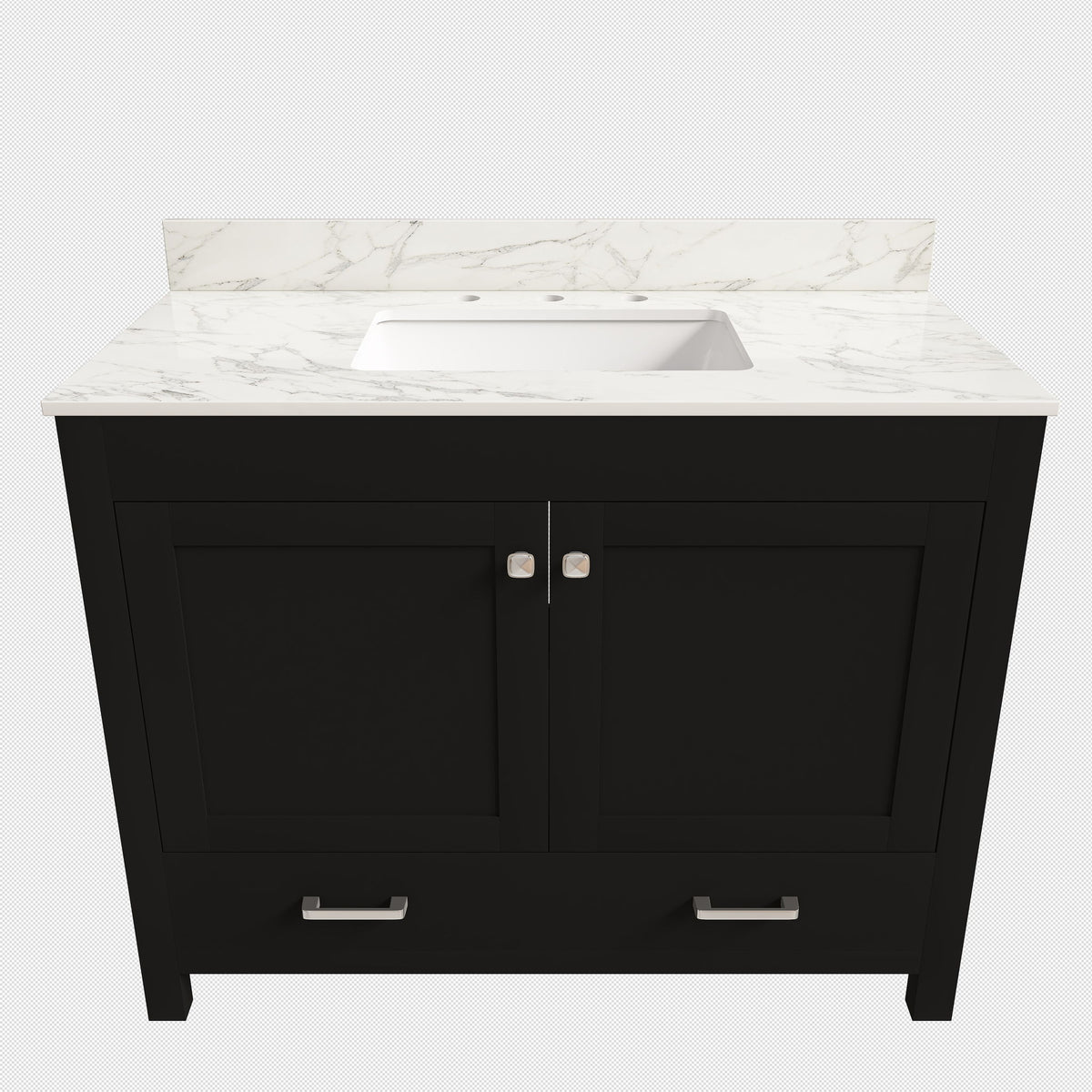 Bathroom Vanity Set, Sink And Faucet Holes Included - Black