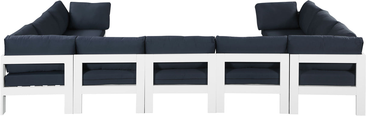 Nizuc - Outdoor Patio 9 Piece Modular Sectional With White Frame