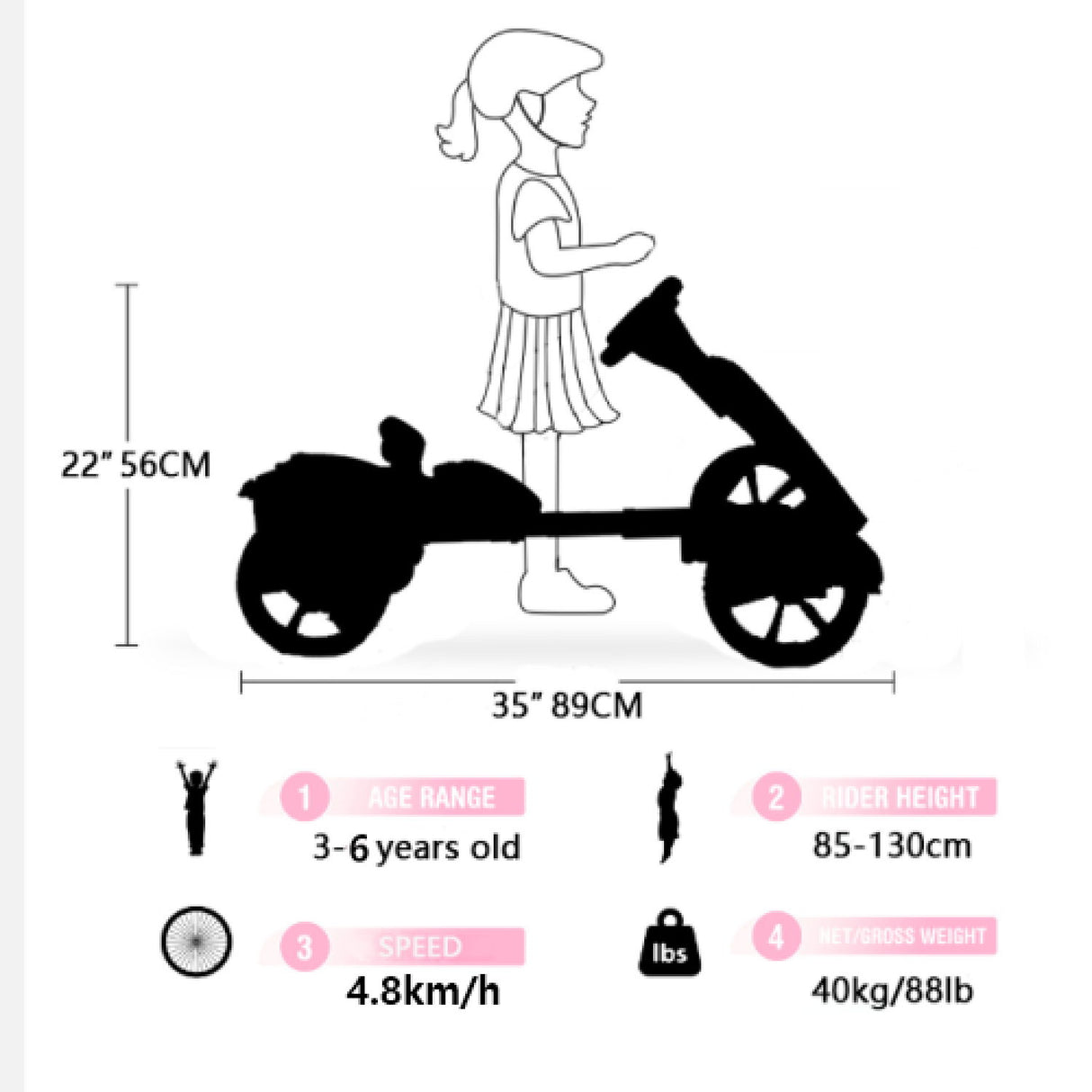 Electric Kids Pedal Go Kart With Adjustable Seat, Foldable Design