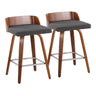 Maya - Mid Century Modern Fixed Height Counter Stool & Swivel With Square Footrest (Set of 2)