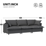 3 Seat Sofa Module For Modular Sectional Wide Seat Cloud Couch With Throw Pillows Upholstered