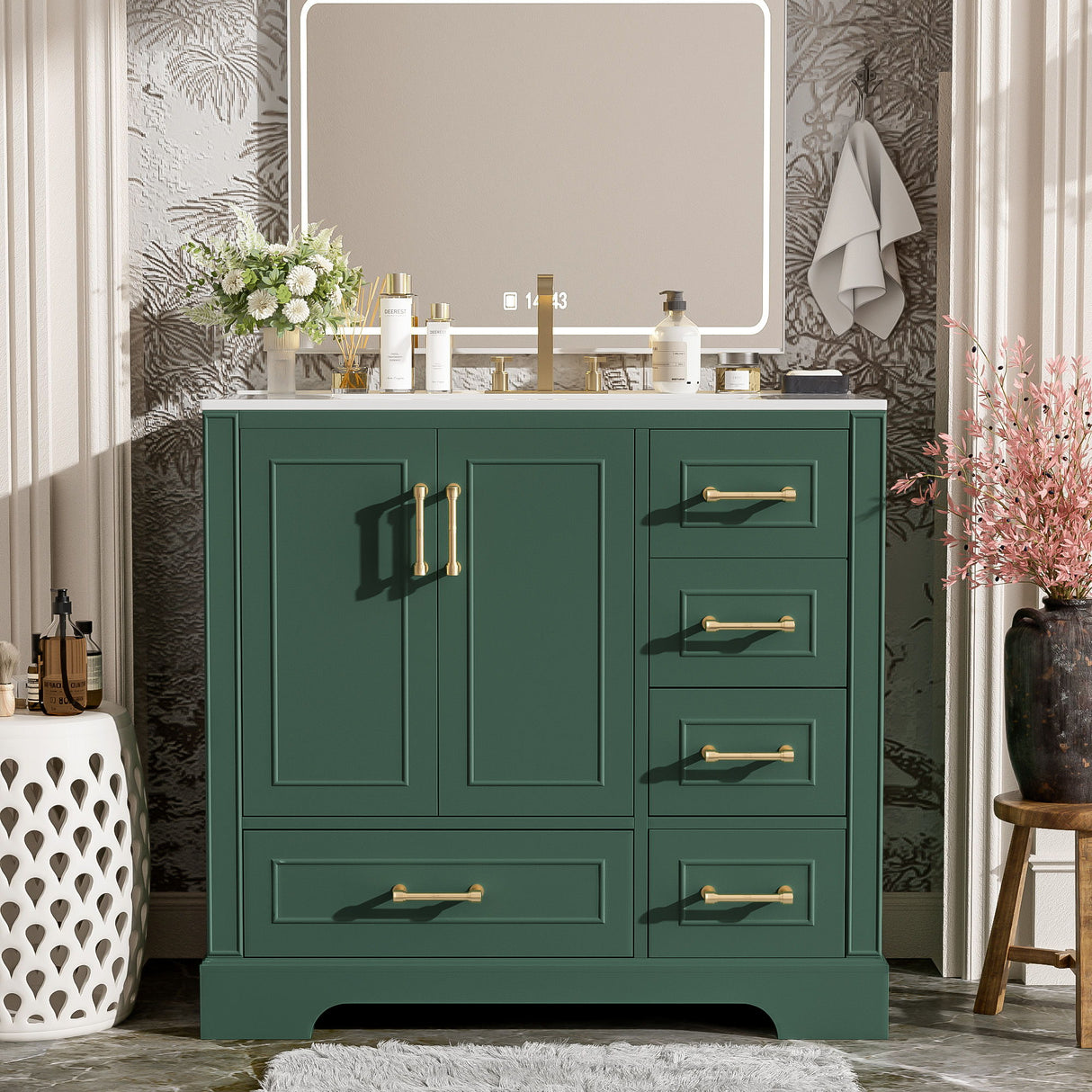 Traditional Bathroom Vanity With Soft Close Doors And Drawers