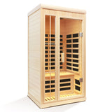 Deluxe Version Plus 1 Person Far Infrared Hemlock Sauna Room With LED Colour Lights - Natural