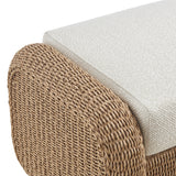 Pavilion - Rattan Outdoor Ottoman With Cushions - Boucle White / Natural