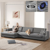 Oversized Sectional L Shaped Cloud Couch With USB Charging Port Cup Holder Deep And Wide Seat Sofa With Chaise Comfy