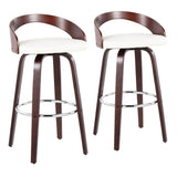 Grotto - Barstool With Swivel (Set of 2) - Cherry With White Faux Leather