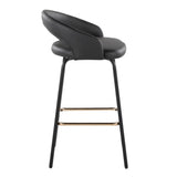 Grotto - Upholstered Fixed-Height Counter Stool - Black Metal