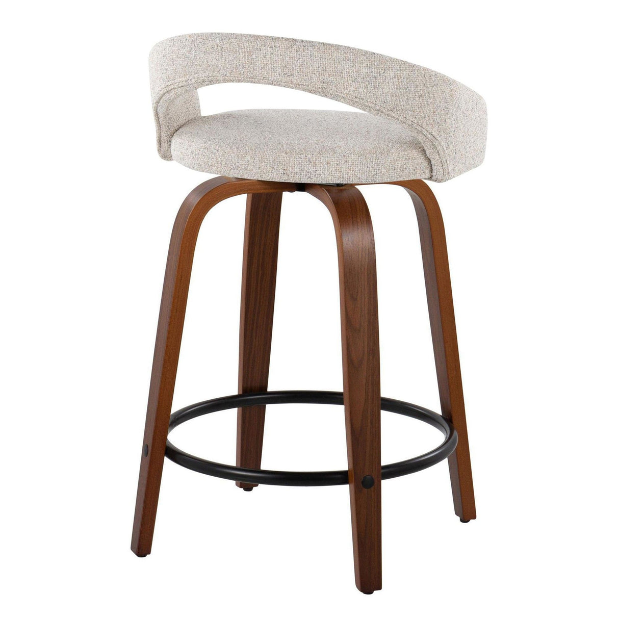 Grotto - 31" Upholstered Fixed-Height Counter Stool (Set of 2) - Walnut Wood Base