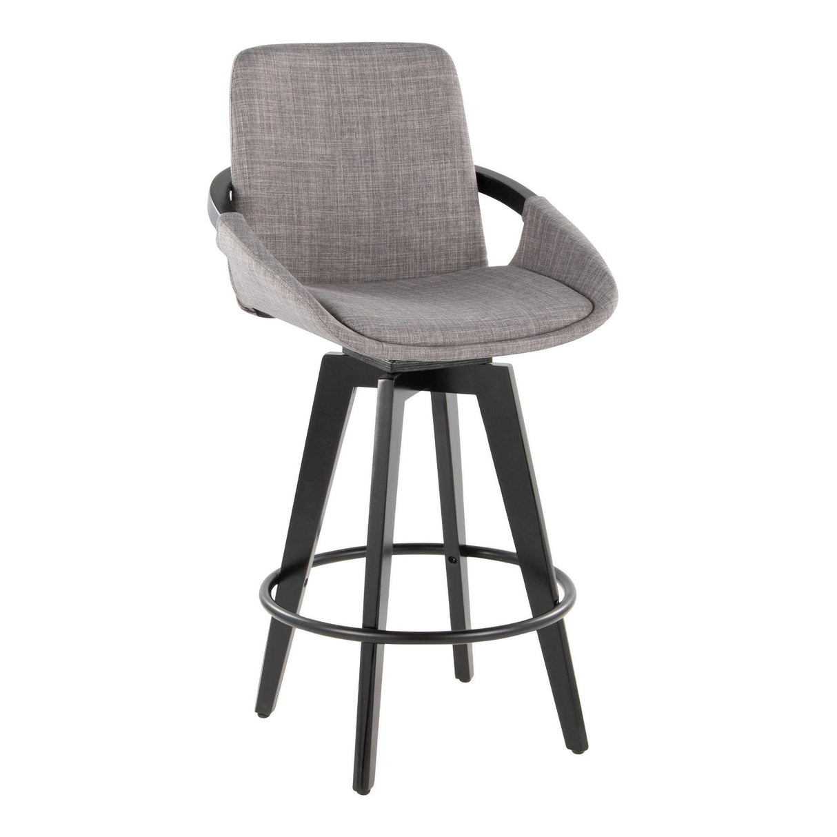 Cosmo - Fixed-Height Counter Stool (Set of 2) - Black Bamboo Base, Black Footrest