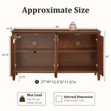 TV Stand With Carved Geometric Doors, Storage Cabinet For Living Room - Walnut