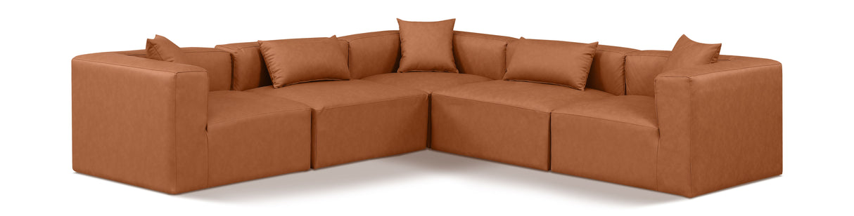 Cube - 5 Piece Modular Corner Sectional - Cognac