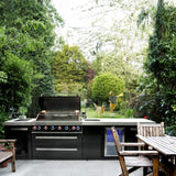 Mont Alpi Black Series 11 Ft Natural Gas Outdoor Kitchen Island w/ Side Burner & Beverage Center- MAi805-BSSBEV