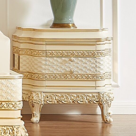 HD-1882 - Nightstand - Ivory / Gold
