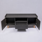 TV Stand For TVs Up To 60" With Open Storage Shelf, 2 Doors, 1 Drawer And Cable Management