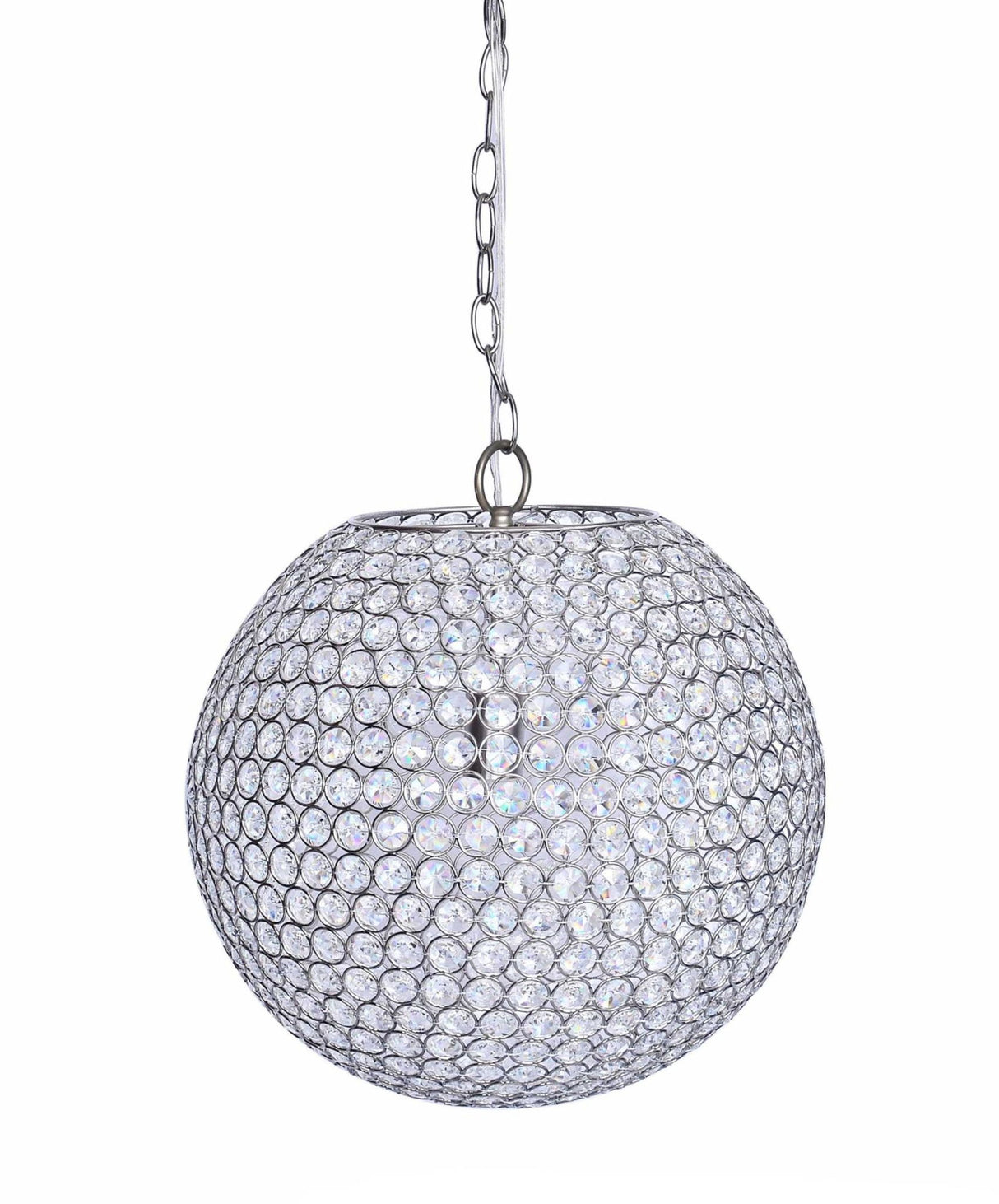 Crystal - Globe Contemporary Metal Pendant Lamp - Chrome Metal With Clear K9 Crystal Accents From Grandview Gallery