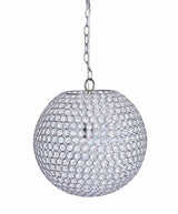 Crystal - Globe Contemporary Metal Pendant Lamp - Chrome Metal With Clear K9 Crystal Accents From Grandview Gallery
