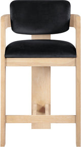 Sacha - Velvet Stool With Natural Base