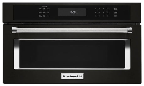 KitchenAid KMBP100EBS black stainless built-in microwave front view