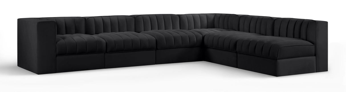 Rummi - Velvet Performance Fabric Upholstered 6 Piece Modular Sectional