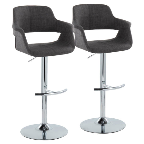 Vintage Flair - Mid-Century Modern Adjustable Swivel Barstool (Set of 2) - Charcoal Fabric